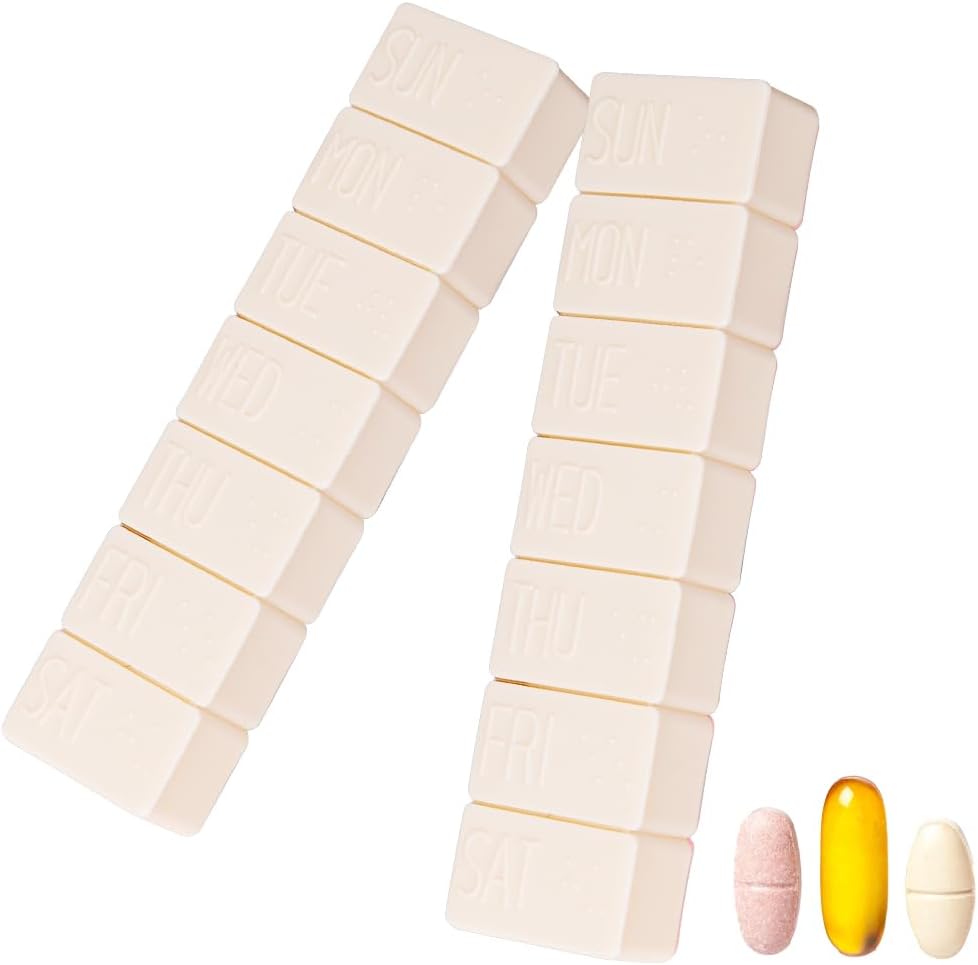 2Pack Cotygodniowy Pill Organizator, Bardzo duży 7 Dni Pill Cases Travel Codzienne Pill Box for Fish Oil, Wapnia Tablets Supplements and Other witaminy Pill