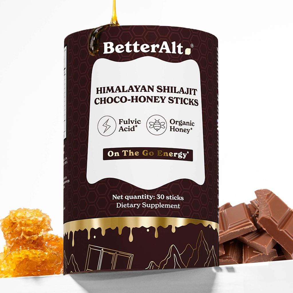 Lepsze Alt Czekolada Shilajit Miód Sticks 75% Kwas Fulvic & 85 + Ślad minerałów Czekolada - Infused Surowy Miód Himalayan Shilajit Energy Booster 30 Sticks Natural Stamina & Endurance Wsparcie