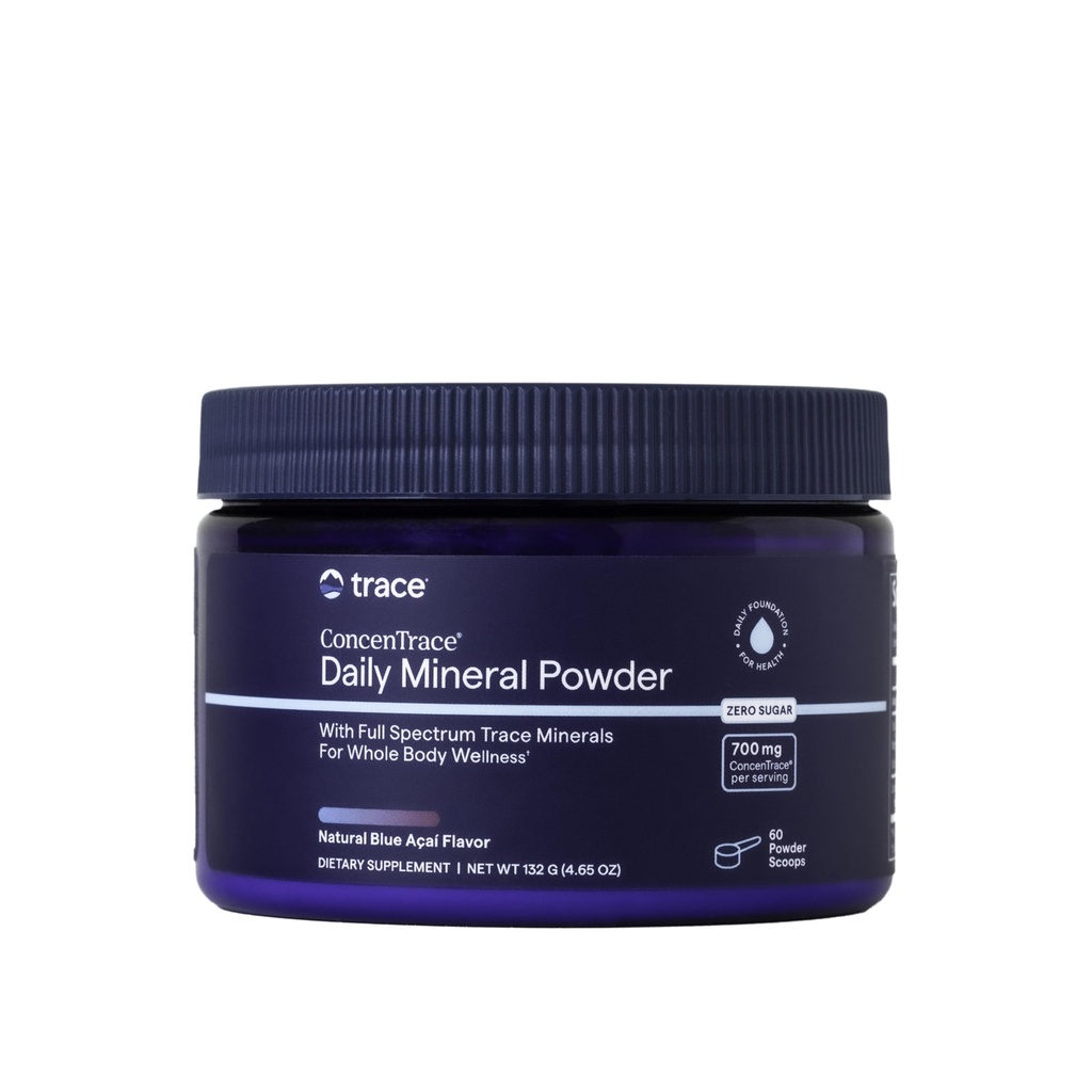Ślad minerałów ConcenTrace Daily Mineral Powder - Wspiera energię, trawienie, zdrowie kości - 70 + Multiminerały Suplement z jonowego magnezu, Chlorek, & Potas, Bez cukru (60 Służenie)