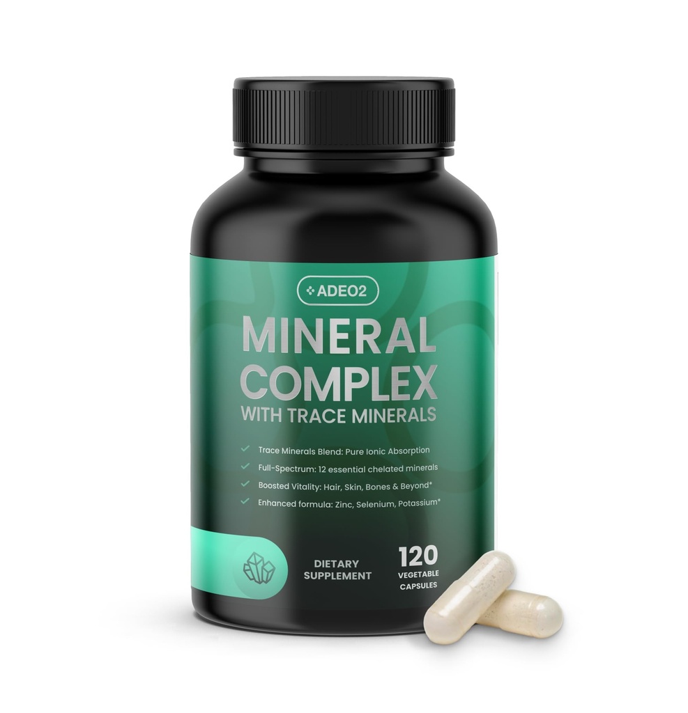 Premium Mieszanka 52 Minerały śladowe Kompleks z minerałami zasadniczymi w postaci chelatowanej - Wszystkie naturalne i 100% Organiczne - 120 Kapsułki - Full Spectrum jonowy Mieszanka mineralna - Bezpieczne dla kobiet i mężczyzn