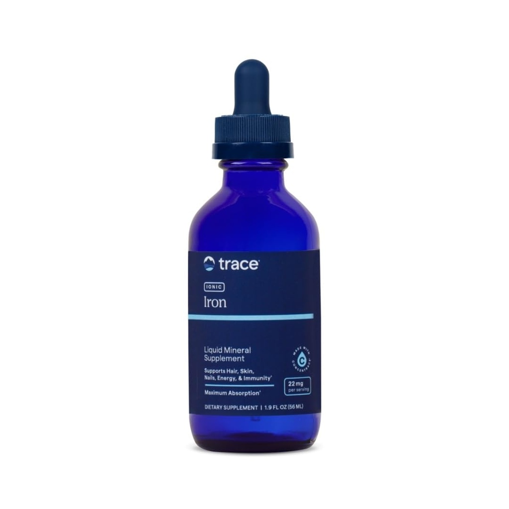 Ślad Minerały Ionic Iron 22 mg - Suplement diety do wspierania immunologicznego systemu zdrowia i energii - Płynny ślad jonowy Mineralny Suplement z siarczanem żelaza - 1.9 fl oz (O 46 Służenie)