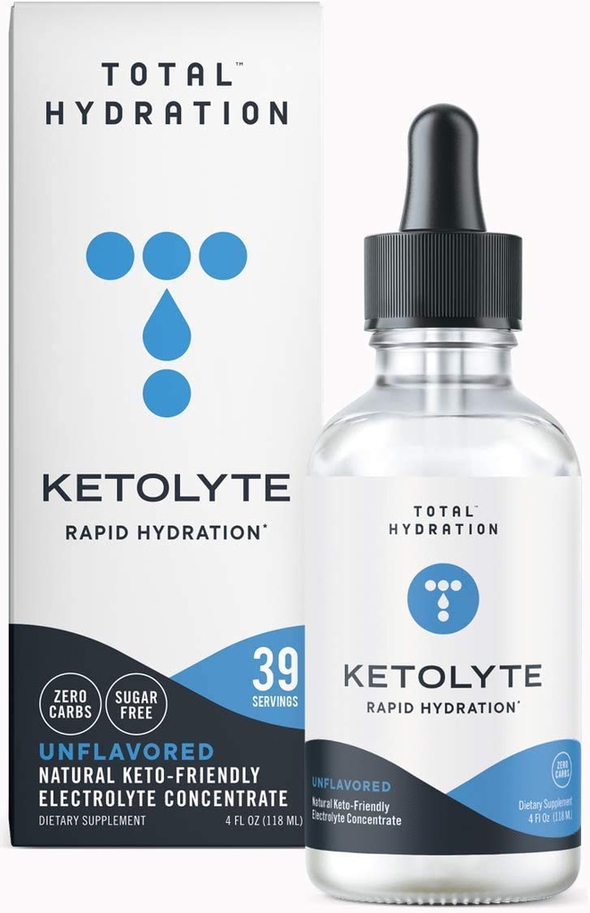 Suplement Electrolyte Bundle - Ketolite Rapid Hydration Unflavored (39 Kropli) + Daylyte Lemon Daily Hydration (39 Kropli) - Bezcukrowe Ślady mineralne Dropy dla Endurance, Odmładzanie