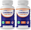 Vitamatic Chromium 1000 mcg ratiopharm 124; 365 Tablets ratiopharm 124; High Potency Chroms Pikolinate 124; Non-GMO, Gluten Free (opakowanie 2)
