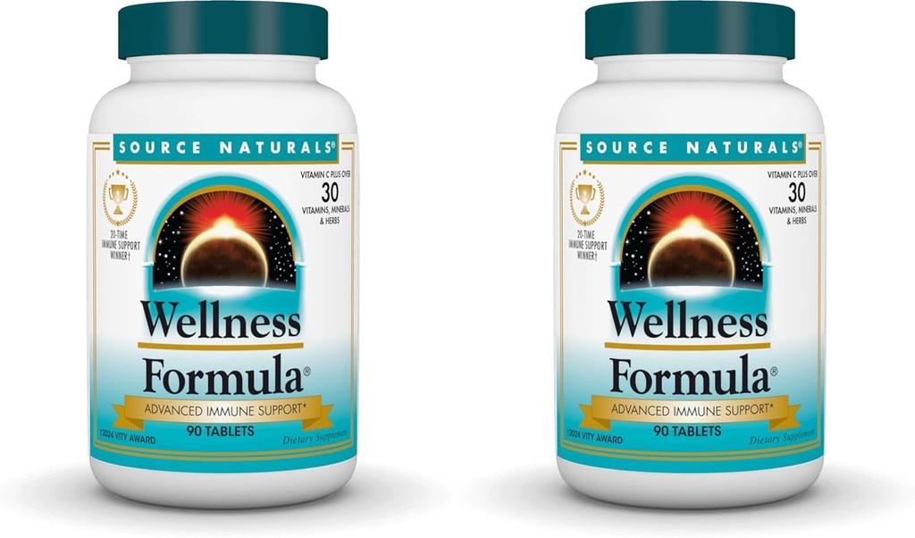 Źródło Naturals Wellness Formula Bio- Dopasowane witaminy i zioła Defense - Immune System Supplement Supplement & Immunity Booster * - 90 tabletek (Opakowanie 2)