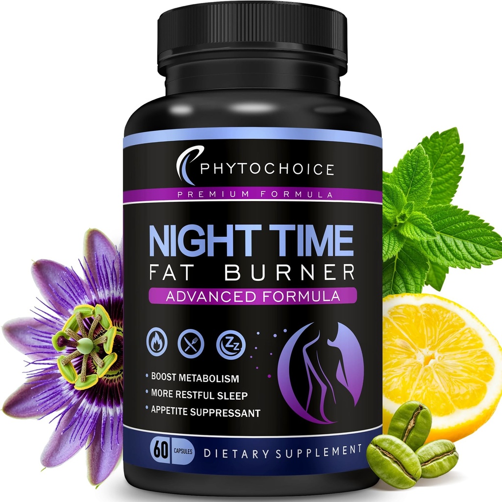 Night Time Fat Burner - Weight Loss Diet Pigułki z Magnezu Melatonina CLA L- Karnityna, które pracują w nocy, Appetite Suppressant, Carb Blocker, Nocny booster metabolizmu dla kobiet i mężczyzn 60 Czapki.