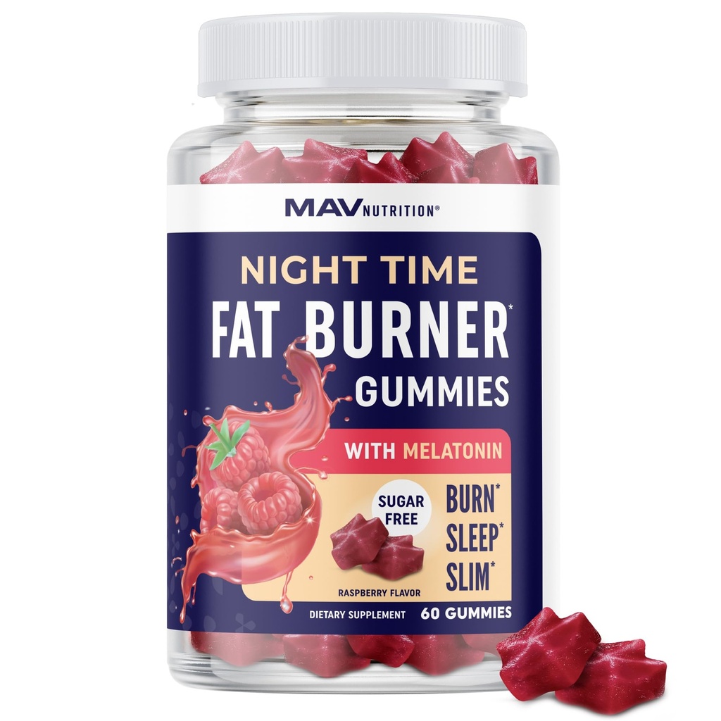 Night Time Fat Burner Gummies z Melatonin dla wsparcia Sleep & Weight Loss 124; Benger Supressant & Metabolizm Booster, Shred Belly Fat Podczas snu 124; Dieta Suplement dla kobiet i mężczyzn 124; 60 Ct