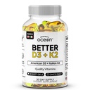 Organic Ocean Better D3 + K2-100% Organic VIT D3 i K2 Suplementy z maksymalną biodostępnością - Wspiera gęstość kości, Wapnia Balance, Immunitet & Nastrój - 1- Pack, 30- Day Supply