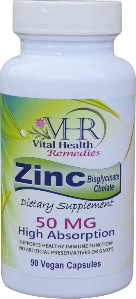 VHR ZINC Bisglicinate Chelate 50 mg - Wsparcie immunologiczne - Wysoka absorpcja - Brak środków konserwujących. kapsułki wegańskie