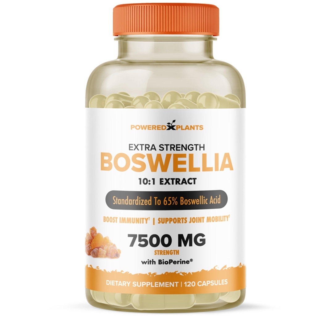 Boswellia Serrata Extract Joint Support Supplement by Powered by Plants - 65% Wysokiej mocy Boswellic Acids with BioPerine - Pomaga odporność, Mobilność i Elastyczność - 120 Vegan kapsułki
