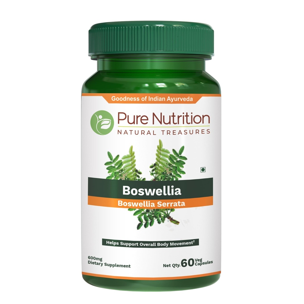 Czyste Żywienie Boswellia Serrata 600 mg 124; 60 Kapsułki 124; 15: 1 Wyciąg Standaryzowany do 65% Kwasy Boswellic 124; Nie-GMO Suplement ziołowy