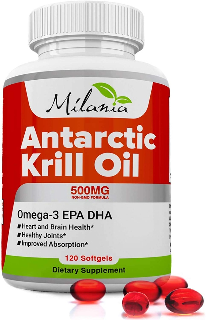 Olejek kryla antarktycznego - 120 Softgels - Omega-3 EPA, DHA, z Astaksantyną - Sourced from Red Krill - Maksymalna moc - 500mg