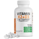 Witamina Bronson K2 (MK7) z suplementem D3 Non-GMO Formuła 5000 j.m. Witamina D3 & 90 µg K2 MK- 7 Łatwe do połknięcia D & K Kompleks, 120 Kapsułki