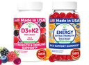 Lunakai USA Made D3 + K2 z wapniem i energią B12 Gummies Bundle - Wegan, Non-GMO - 60 Gummies Każdy