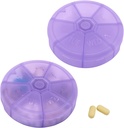 Portable Cotygodniowy Pill Organizator 7 Dzienny pojemnik na tabletki, Okrągłe Pill Case Travel Friendly, Codzienne Tygodniowe Pill Reminder Case, BPA- Free Witamina, Suplement, Olej rybny, Planer leków (Purpurowy)