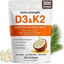 ELVERA Witamina D3 K2 Magnezu Kompleks, Dodatkowa Siła D3 & K2 z Triple Magnezu Softgels, D3 K2 Witamina 10000 IU Softgels (1)