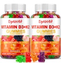Vitamin D3 + K2 Gummies 2000 IU with Calcium + K2 (MK-7), Magnesium Citrate, Vitamin C, Zinc & Boron – Bone, Heart & Immune Support – Vegan, Non-GMO, Gelatin-Free, Sugar-Free Supplement, 120 Gummies