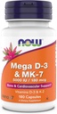 Mega D- 3 & MK- 7, 5000 j. m. / 180 µg, wsparcie dla kości i układu sercowo- naczyniowego *, witaminy K- 3 & K- 2, 180 kapsułki
