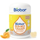 Biobor Witamina D3 K2 Gumiaki z wapniem, 2000 j.m. D3 & 200 µg K2 (MK- 7) & 200 mg Wapnia, Nie dodano cukru, Wspiera zdrowe kości i immunologiczne zdrowie, Gluten wolny, GMO wolny, Żółta brzoskwinia, 60