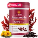 Astaksantyna 12 mg - naturalna astaksantyna z Haemococcus Pluvialis, Triple Force Antioksydant Supplement for Eye, Skin, Joint & Immune Support (120 Count (Pack of 1))