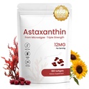 Astaksantyna Suplementy 12mg, 180 Softgels, 6 Miesiące dostaw 124; Naturalny przeciwutleniacz z świeżych mikroalg 124; Więcej Wspomaga Oko, Skóra, Joint Health, Non-GMO