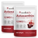 Astaksantyna Suplementy 12mg - 120 Softgels 124; Premium Naturalny przeciwutleniacz z mikroalg 124; Eye, Skóra, Mózg, Joint, Serce i immunologiczne wsparcie zdrowia 124; Non-GMO, Gluten- Free