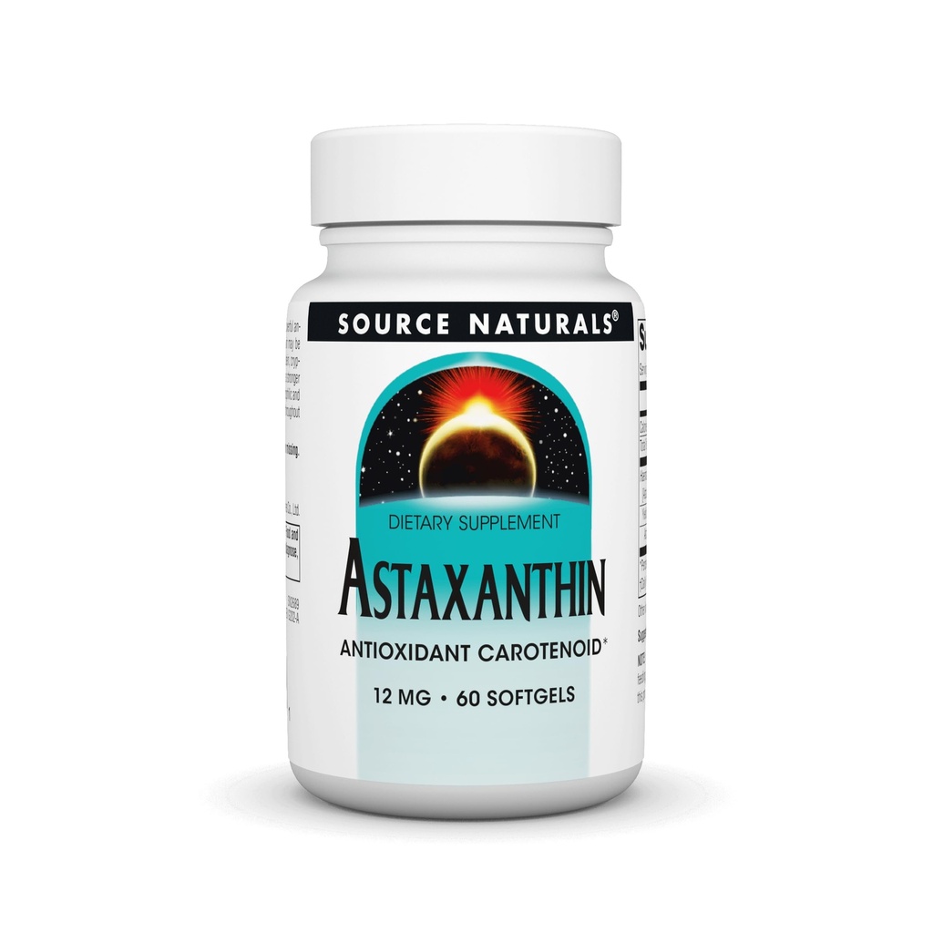 Źródło Naturals Astaksantyna, Przeciwutleniacz Karotenoid, 12mg - 60 Softgels