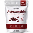 Rovina Astaxanthina 12 mg Softgels, Suplement przeciwutleniacz do Codzienne Wellness, Imimmunologiczne, Wsparcie dla oczu i skóry, Joint, Wewnętrzny obieg, Non-GMO, Gluten Free - 200 Softgels (1)