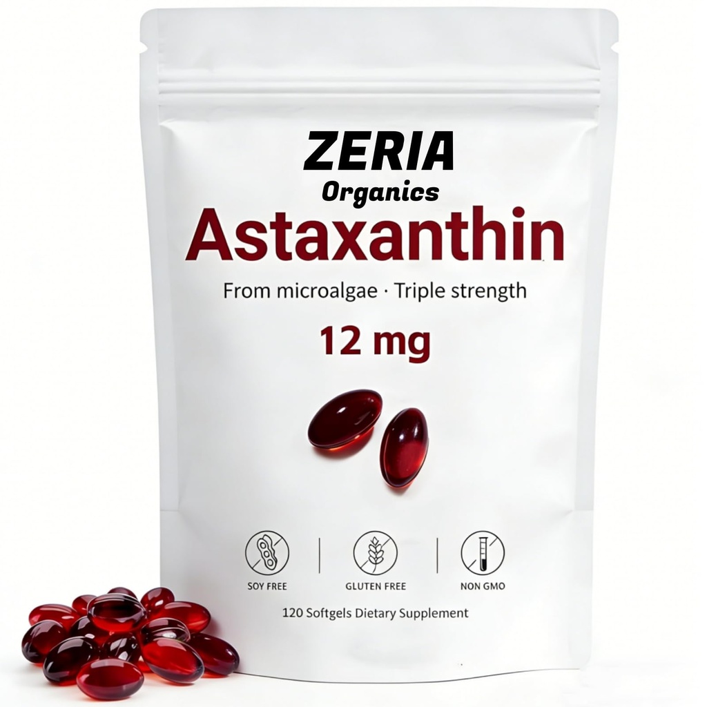 Astaksantyna 12 mg, Natural Astaksantyna Suplementy Algae, 120 Softgels 4- Miesiąc Dostawy