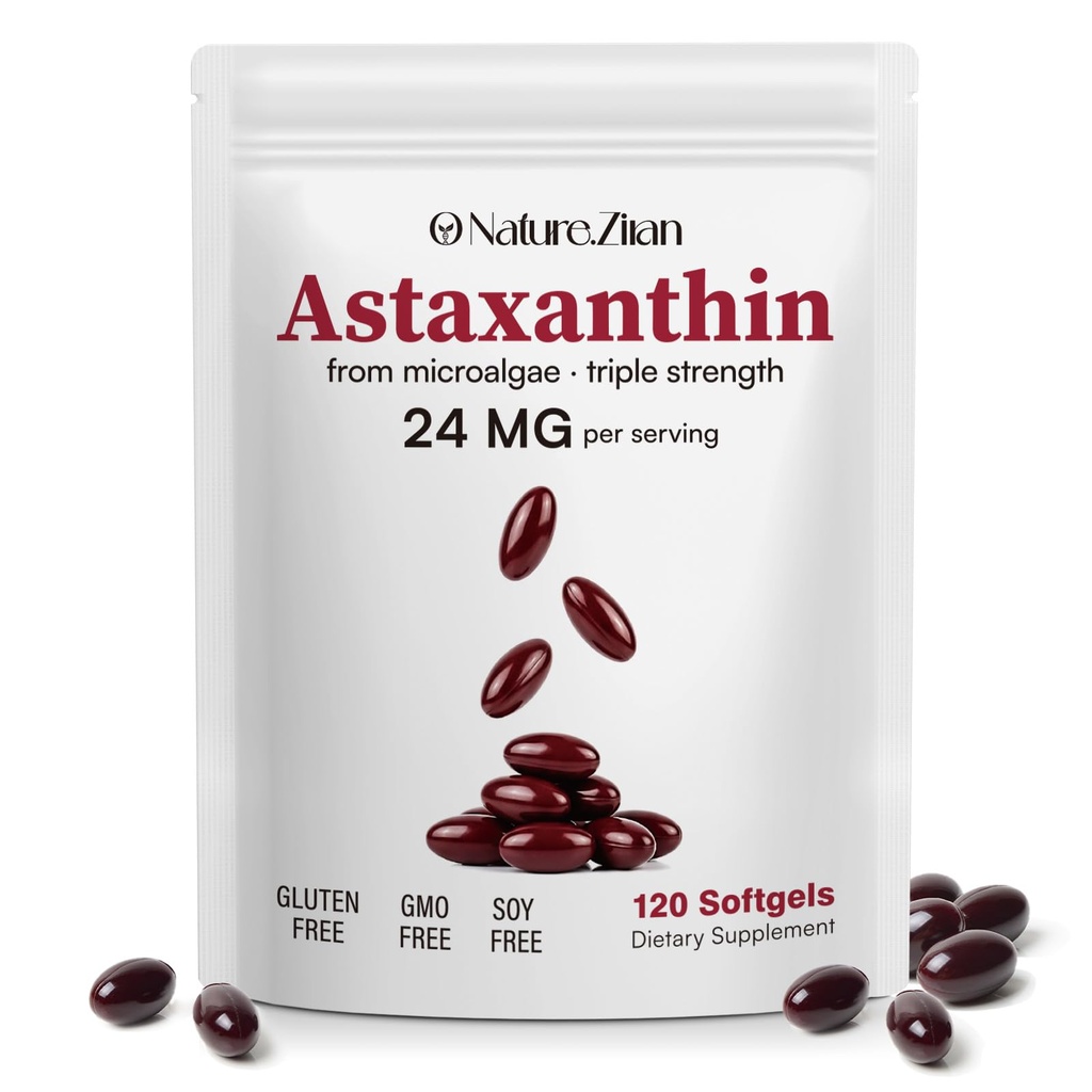 O NATURA. Ziran Astaksantyna Suplementy 24mg, Suplement przeciwutleniaczy, Supports for Eye & Joint & Skin Health
