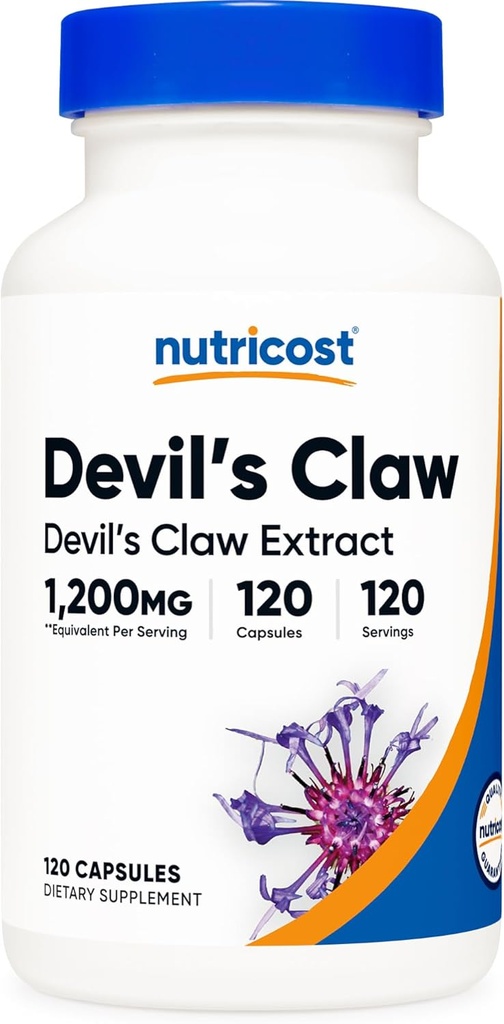Nutricost Devils Pazur 1200mg Równoważny, 120 Kapsułki - Veggie Caps, Non-GMO, Gluten Free i Vegetarian Friendly