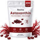ROVINA Astaksantyna 12 mg Softgels, suplement przeciwutleniacz wspomaga oko, skórę, immunologiczne, staw, cyrkulacja wewnętrzna, Non-GMO & Gluten Free - 200 Softgels