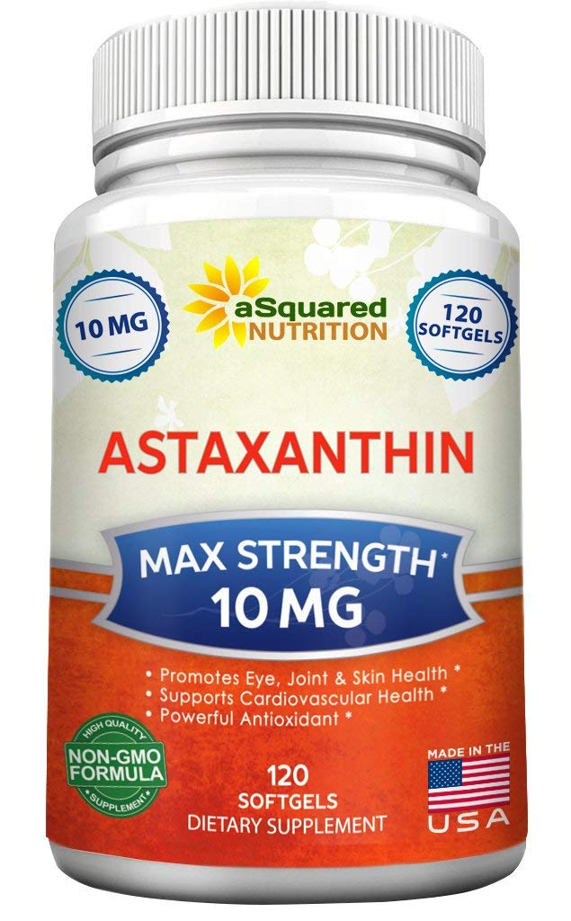aSquared Nutrition Astaxanthin Supplement - Natural Astaxanthin Pills from Haemococcus Pluvialis Extract for Pure Energy - Max Siła 10mg - 120 Softgels