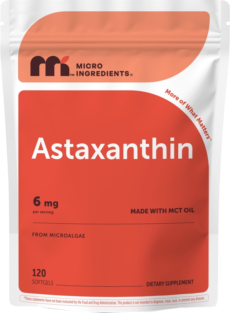 Micro Składniki Astaksantyna 6 mg z MCT Oil, 120 Softgels Description 124; Premium Astaxanthina Antyoksydant Supplements * Description 124; Fresh Microalgi Source Description 124; Triple Force, Non-GMO, Gluten Free, No Soy