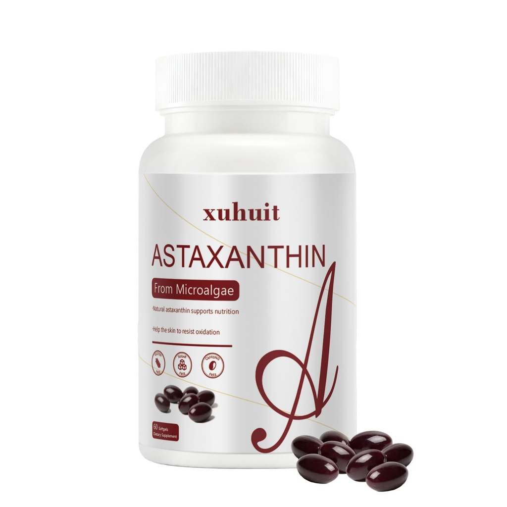 Astaksantyna 12 mg Softgels, 120 Count for 4 Month Supply, Natural Antioksydant Supplement from Algae British Soy Free, Easy to Swallow (01)