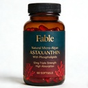Fable Astaksantyna 12 mg z fosfolipidami - 5X Wchłanianie, Natural Micro- Algae Sourced Antioksydant for Skin, Eye & Heart Health, 60 Count