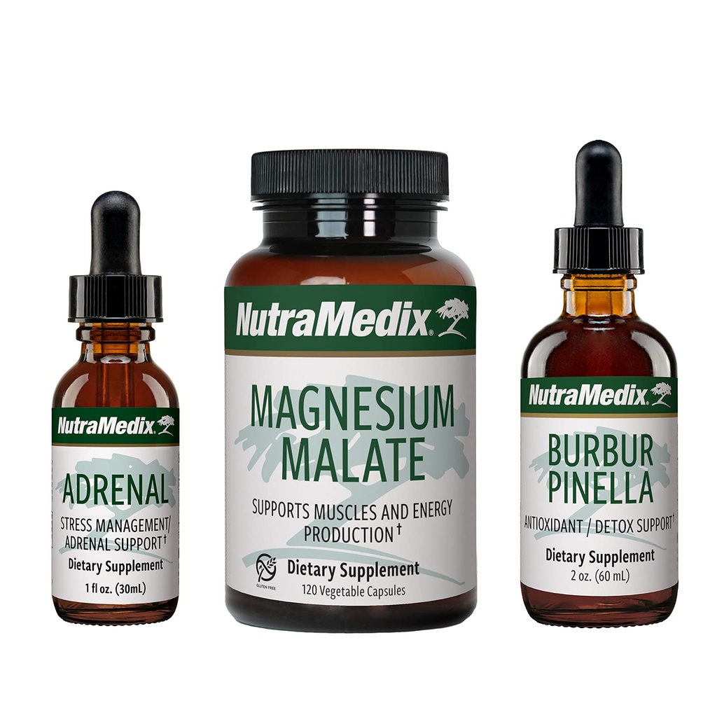 Zestaw energetyczny NutraMedix - 3- Piece Zestaw zawiera ekstrakty Astragalus, Rhodiola, Ginseng & Schisandra, Burbur- Pinella Detox Drops & Magnezu Malete Kapsułki dla ogólnego Wellness