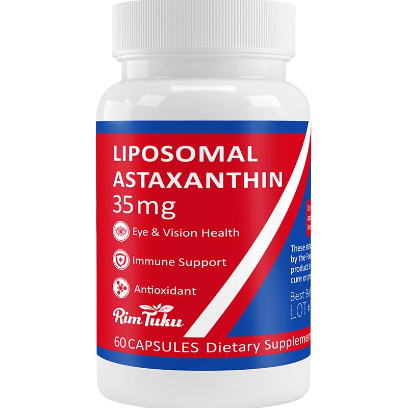 35mg Suplement do Astaksantyny Liposomalnej - Potężne przeciwutleniacze dla skóry, Joint & Eye Health - Naturalna formuła antystaksantyny z czystej astaksantyny - Wegan, Non-GMO, 60 Kapsułki
