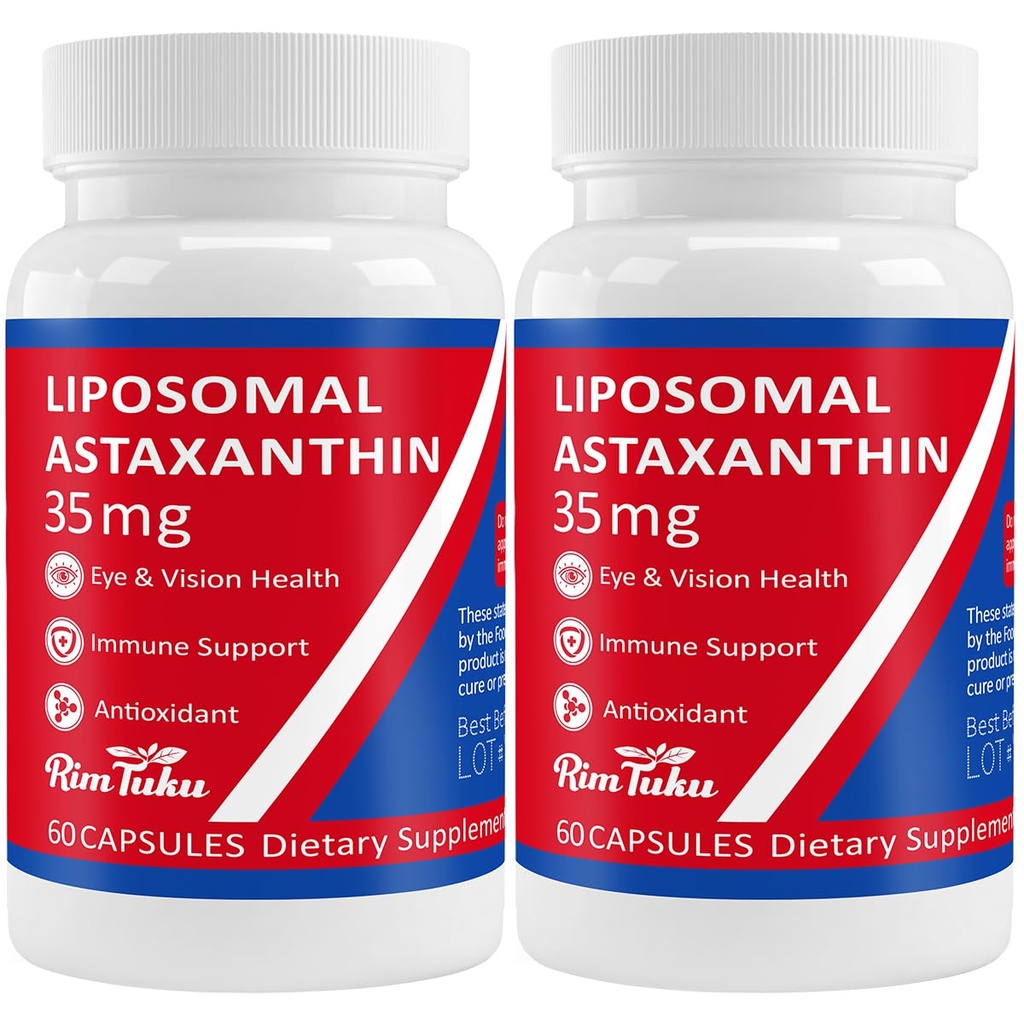 35mg Suplement do Astaksantyny Liposomalnej - Potężne przeciwutleniacze dla skóry, Joint & Eye Health - Naturalna formuła antystaksantyny - Wegan, Non-GMO, 120 Kapsułki