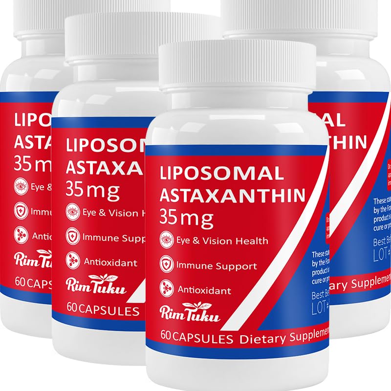 35mg Suplement do Astaksantyny Liposomalnej - Potężne przeciwutleniacze dla skóry, Joint & Eye Health - Naturalna formuła antystaksantyny - Wegan, Non-GMO, 240 Kapsułki