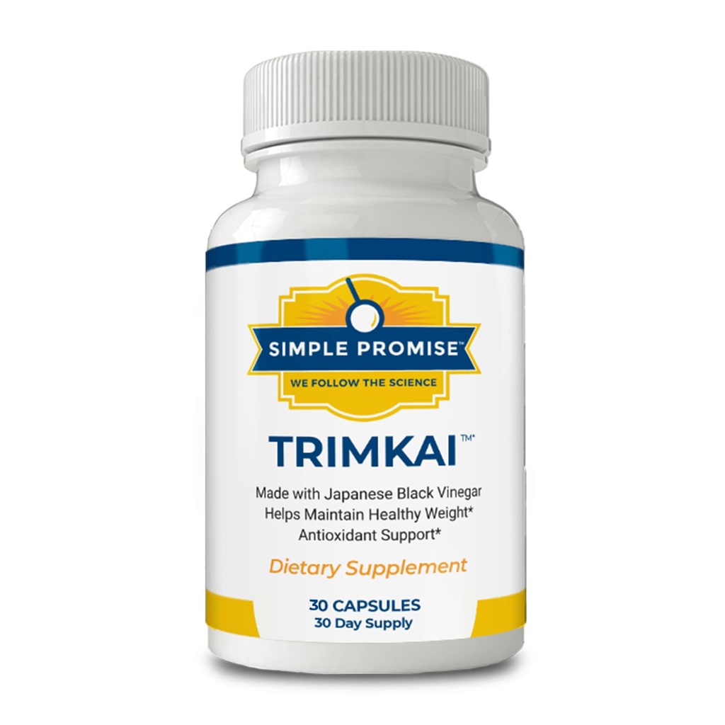 Prosta obietnica TrimKai - Japanese Black Vinegar Capsules for Metabolic Support - z Astaxantina 12mg, Seaweed & Black Pepper Extract - Plant- Based Formula - 30 Kapsułki