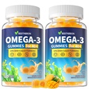 Suplement Gummies Omega-3 dla dorosłych 40 +: 1280mg Vegan Omega3 Kwas tłuszczowy DHA EPA z witaminą D3 K2 Turmer cynku dla ogólnego wsparcia zdrowia - alternatywa oleju rybnego dla kobiet (120Count)