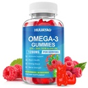 Wegańskie Omega-3 Gummies 1028mg, Omega 3 Fish Oil Alternative dla dorosłych w / EPA 400mg & DHA 600mg & witaminy A, C, E Supports Brain, Eye & Immune Health, Sugar Free, Malina Flavor, 60 Count