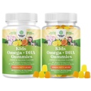 Paleta gumek Omega DHA dla dzieci - Kwasy tłuszczowe Omega 3 6 9 z witaminą C dla mózgu, Immunitet i Wizja - Żywotny DHA dla zdrowego układu nerwowego i Focus Support - Vegetarian & Gluten Free