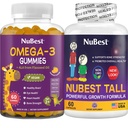 NuBest Bundle Bone Growth - Wzrost mózgu: Omega 3 Gummies Wysoki Nowy wygląd dla dzieci i nastolatek z wapniem, Kolagen, Zioła, Omega 3 Olej lniany