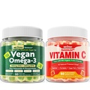 Nextdia Vegan Omega 3 Gumiaki + Całość żywności Witamina C Gumiaki dla dorosłych i dzieci