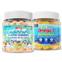 Dzieci L- Metylofolate Gummie, Aktywne 5- MTHF + Metyl B12, Witamina B6, B2, Cholina, Vegan Omega 3 DHA & EPA + Dzieci Omega 3 Gummie + Wapń 400mg + Witamina D3 K2 + C, Omega-3 DHA & EPA Suplement