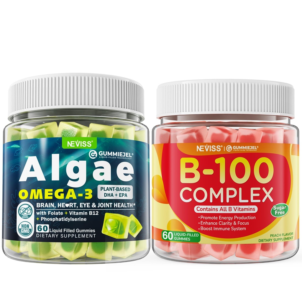 Wegańska Omega 3 gumki + Witamina B100 Kompleksowe gumki