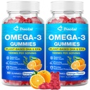 2 Pack Vegan Omega-3 Gumiaki dla dorosłych - Bez cukru, Algae- Based DHA 600mg & EPA 300mg, z witamin A, C, E, Cynk - Omega 3 alternatywa oleju rybnego, 120