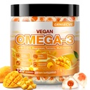 Wegańskie gumki Omega-3 - Fish Oil Omega 3 Supplements Alternatywa dla dorosłych - Algae DHA 600mg & EPA 400mg, Witamina D3 K2 - No Fish Taste - dla mózgu, oka, immunologicznego wsparcia - Bez cukru, 120 Liczba