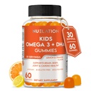 Wegan Omega 3 Gummies dla dzieci z DHA, Roślina oparta, 30 Sługi, 60 Ct. Żelatyna wolna, Gluten wolny, Non-GMO Omega 3 Suplement. Kids & Toddlers DHA Gummies for Brain, Eye, Heart & Immune Support